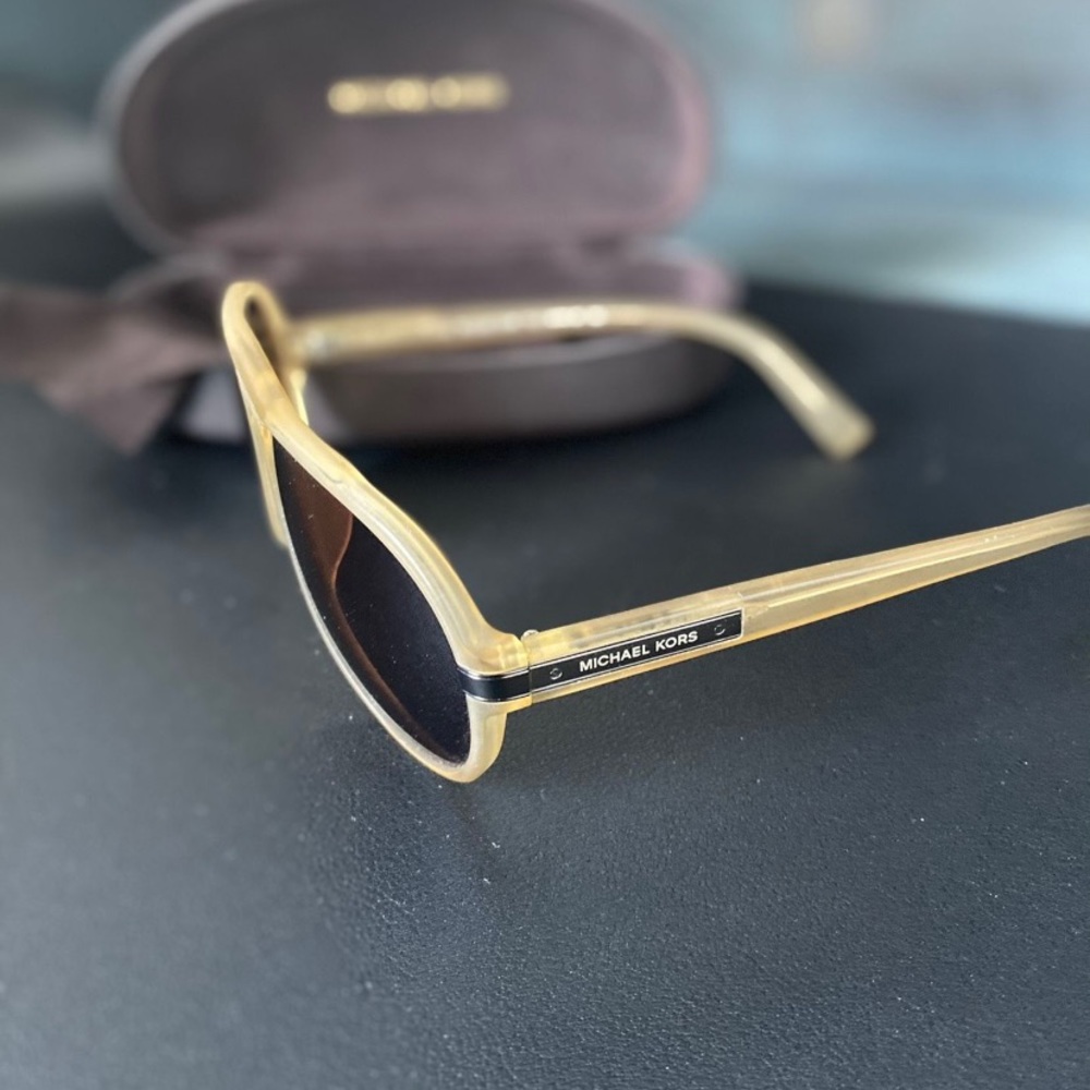 Michael Kors Aviator Sunglasses – Tan Gold Frame, “Noah” Style